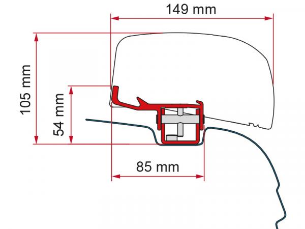 Komplettset Markise Fiamma F40van für T5 / T6 / T6.1 ohne C-Schiene (Beifahrerseite) #98655Z152